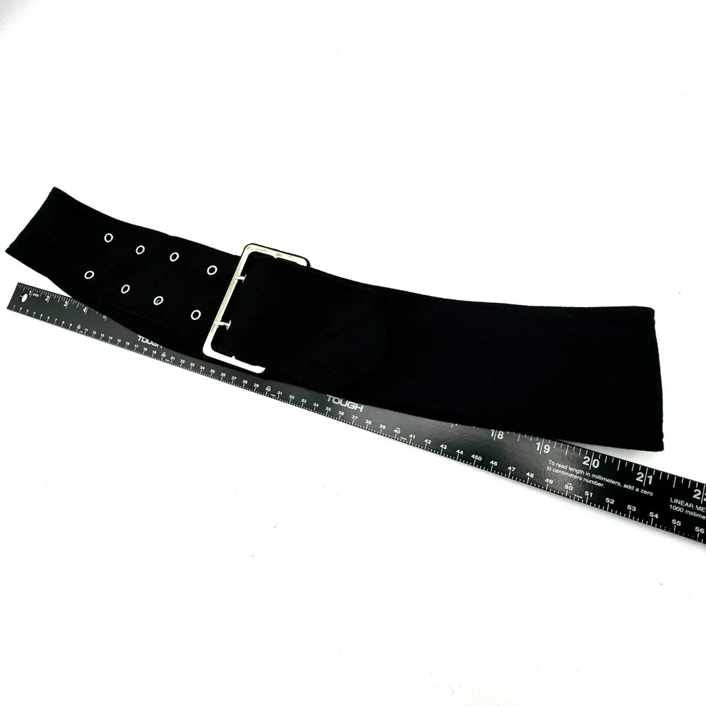 Women’s Large fits 35-41‎ inch Belt Vintage Wide Black Soft Ribbon Silver Rivets